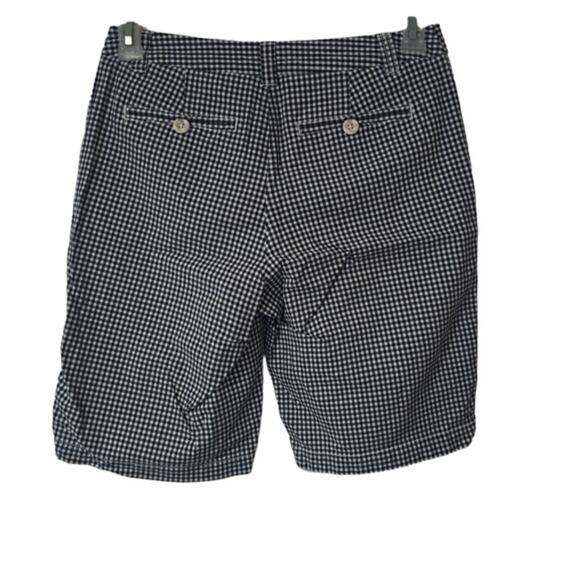 Merona Women's Mid-rise Flat Front Bermuda Fit 1 Shorts Black Plaid Size 6 - Picture 2 of 3